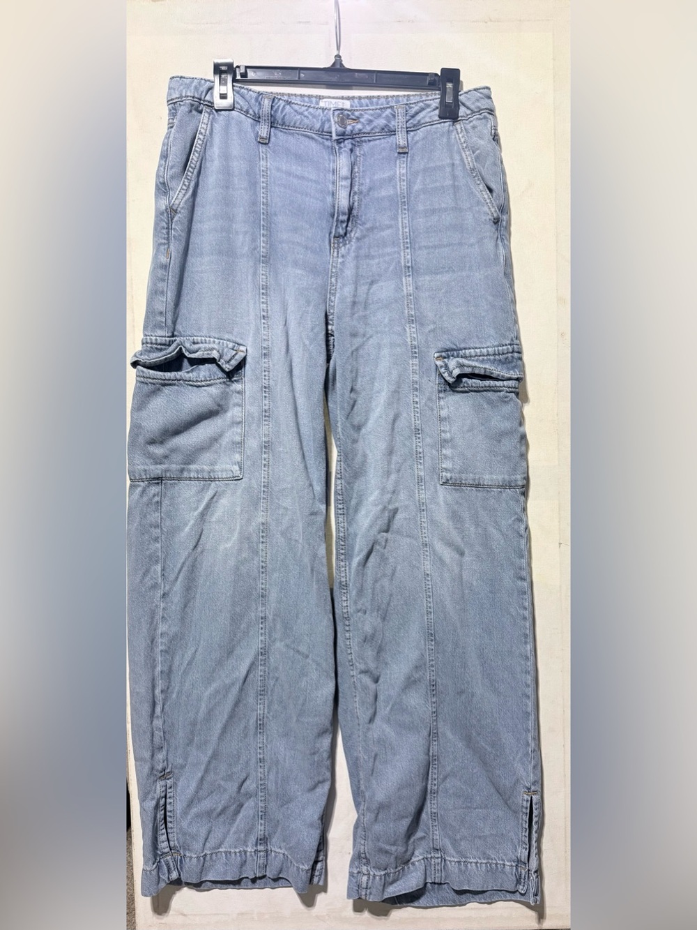 Time and Tru Light Blue Cargo Denim Pants for Women